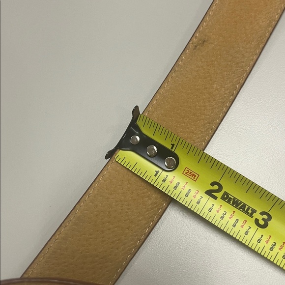Boston Proper Tan Leather Belt with gold tone sunburst with stone size 12 / M - Picture 6 of 10